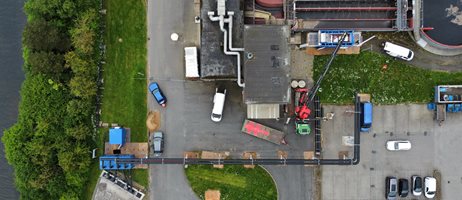 Dronebillede af Samn Forsygning renseanlæg