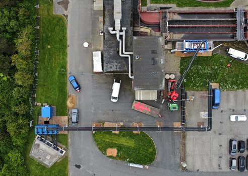 Dronebillede af Samn Forsygning renseanlæg